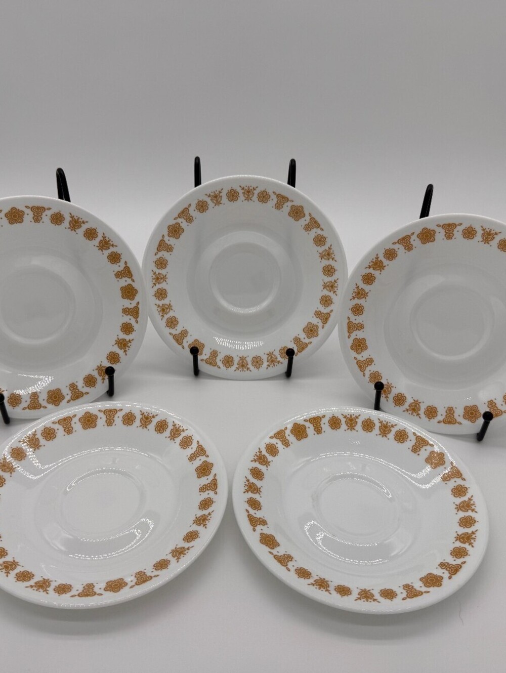 Butterfly Gold Saucer Plates Vintage Corelle Set of 5